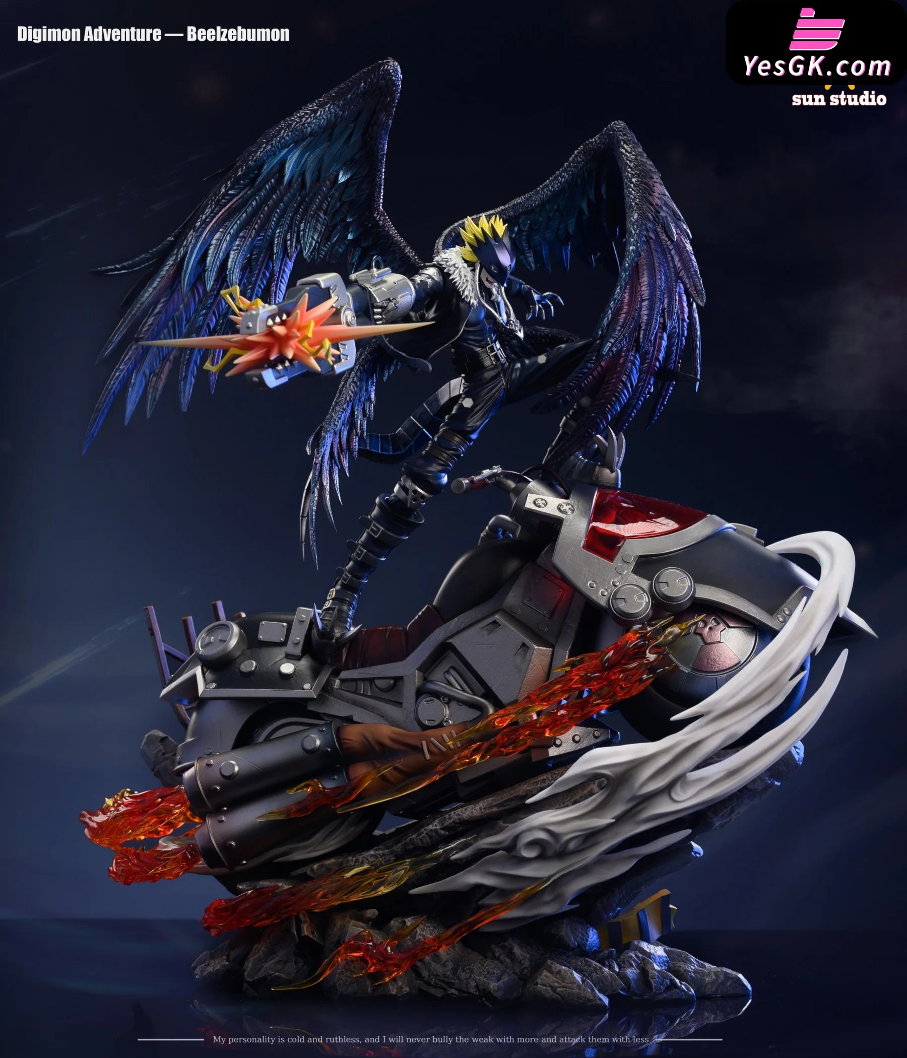 Digimon Beelzebumon Burst Form + Motorcycle Statue - Sun Studio 
