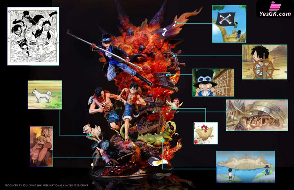 One Piece Fetters Monkey D. Luffy & Portgas Ace Sabo (Licensed) Statue - Soul Wing Studio