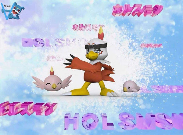 Digimon 02 Growth and Infancy Evolutionary Chain Series Hawkmon & Poromon & Pururumon MH GK Statue - Vzai Studio [In-Stock]