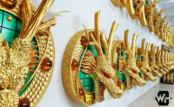 Dragon Ball Golden Shenlong 3D 3D Relief-carved Home Decor Wall-mounted Tableware GK Statue - WH Studio [In-Stock]