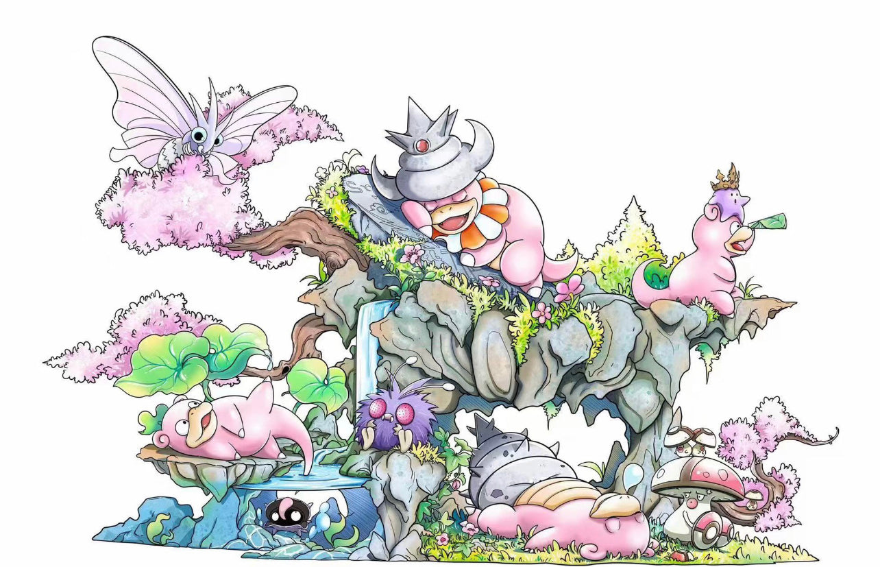 Pokémon Slowpoke Ecological Group Statue - DM Studio [Pre-Order]