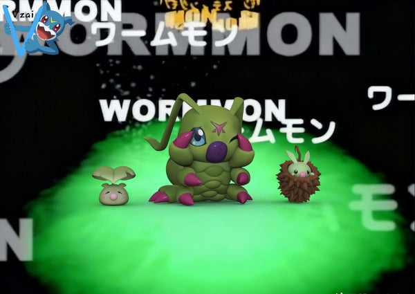 Digimon 02 Growth and Infancy Evolutionary Chain Series Wormmon & Leafmon & Minomon MH GK Statue - Vzai Studio [In-Stock]