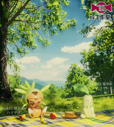 Pokémon Chikorita & Angry Bayleef & Esurient Chespin GK Statue - TS Studio [Pre-Order]