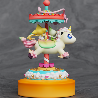 Pokémon Amusement Park Series Carousel #7 Legendary beasts Mew & Celebi & Jirachi GK Statue - Sun Studio [Pre-Order]
