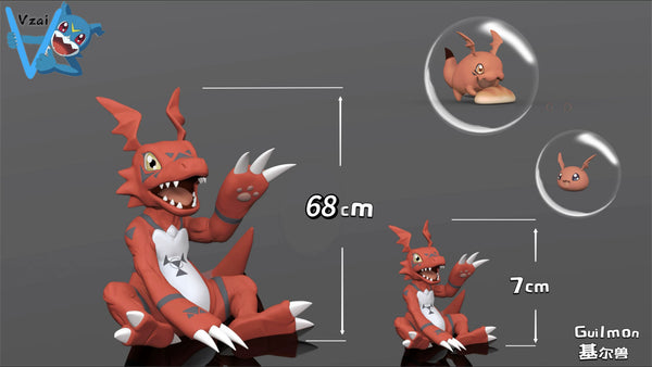Digimon Beast Tamer 03 #1 Growth and Infancy Evolutionary Chain Series Guilmon & Gigimon & Jyarimon MH GK Statue - Vzai Studio [Pre-Order]
