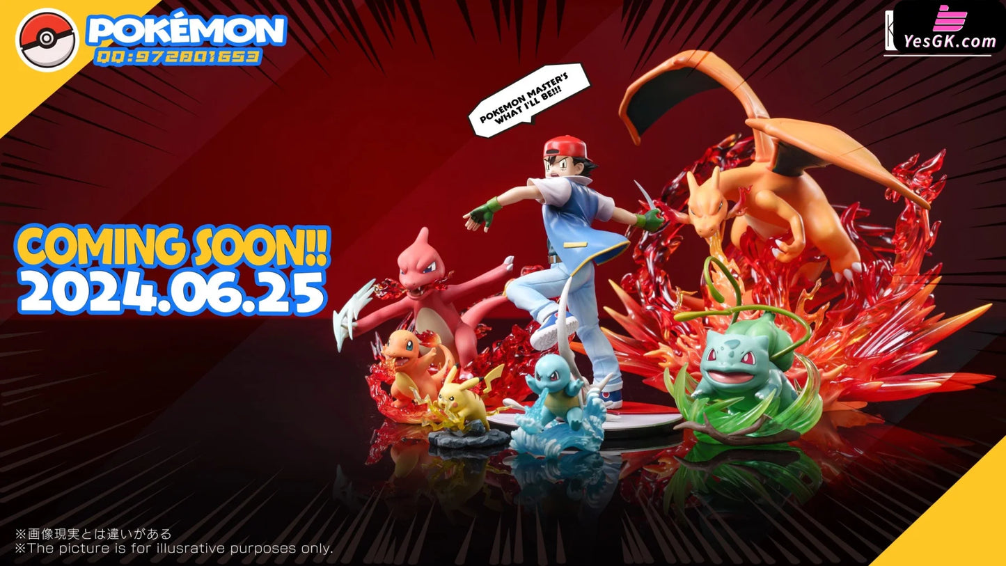 Ash Ketchum & Charmander Evolution Set Pikachu Squirtle Bulbasaur Statue - Keke Studio [Pre-Order]