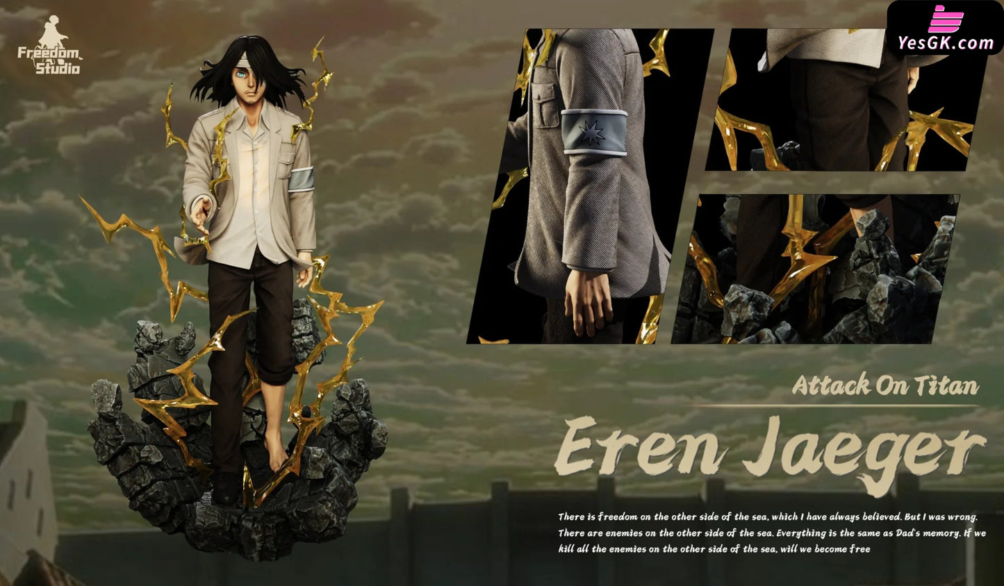 Eren Jaeger Resin Freedom Studio Attack on Titan 31cm Original