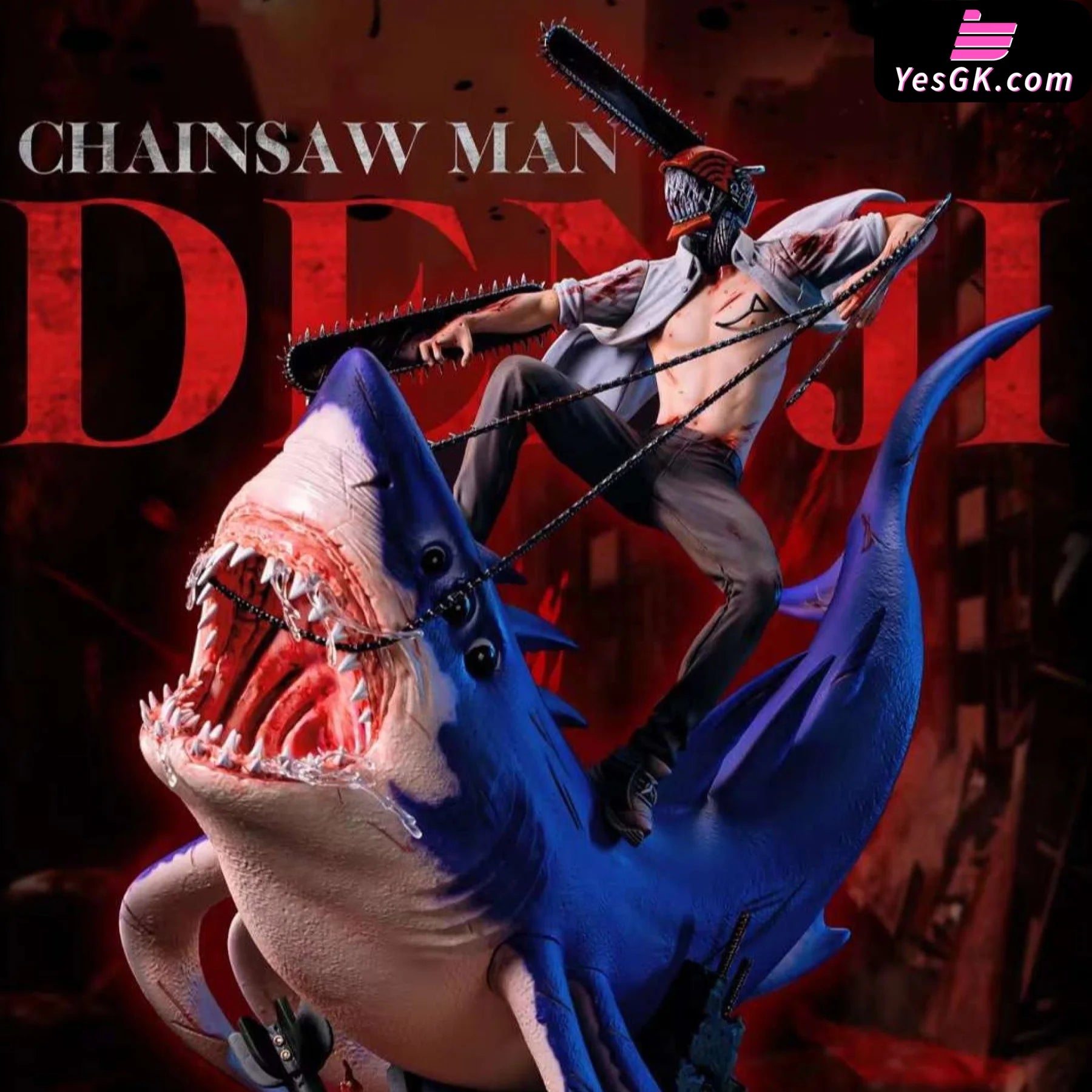 Chainsaw Man #2 Denji Riding A Shark Statue - Lc Studio [Pre-Order]
