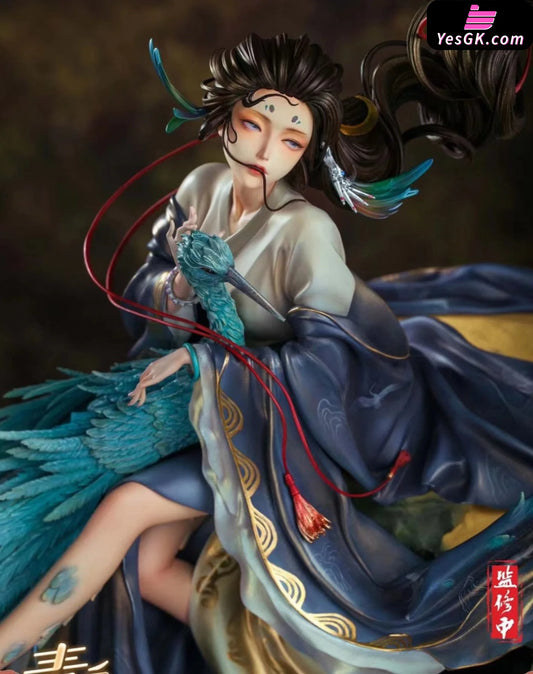 Chinese Drunk Beauty Blue Bird Resin Statue - Amerfort Studio [Pre-Order]