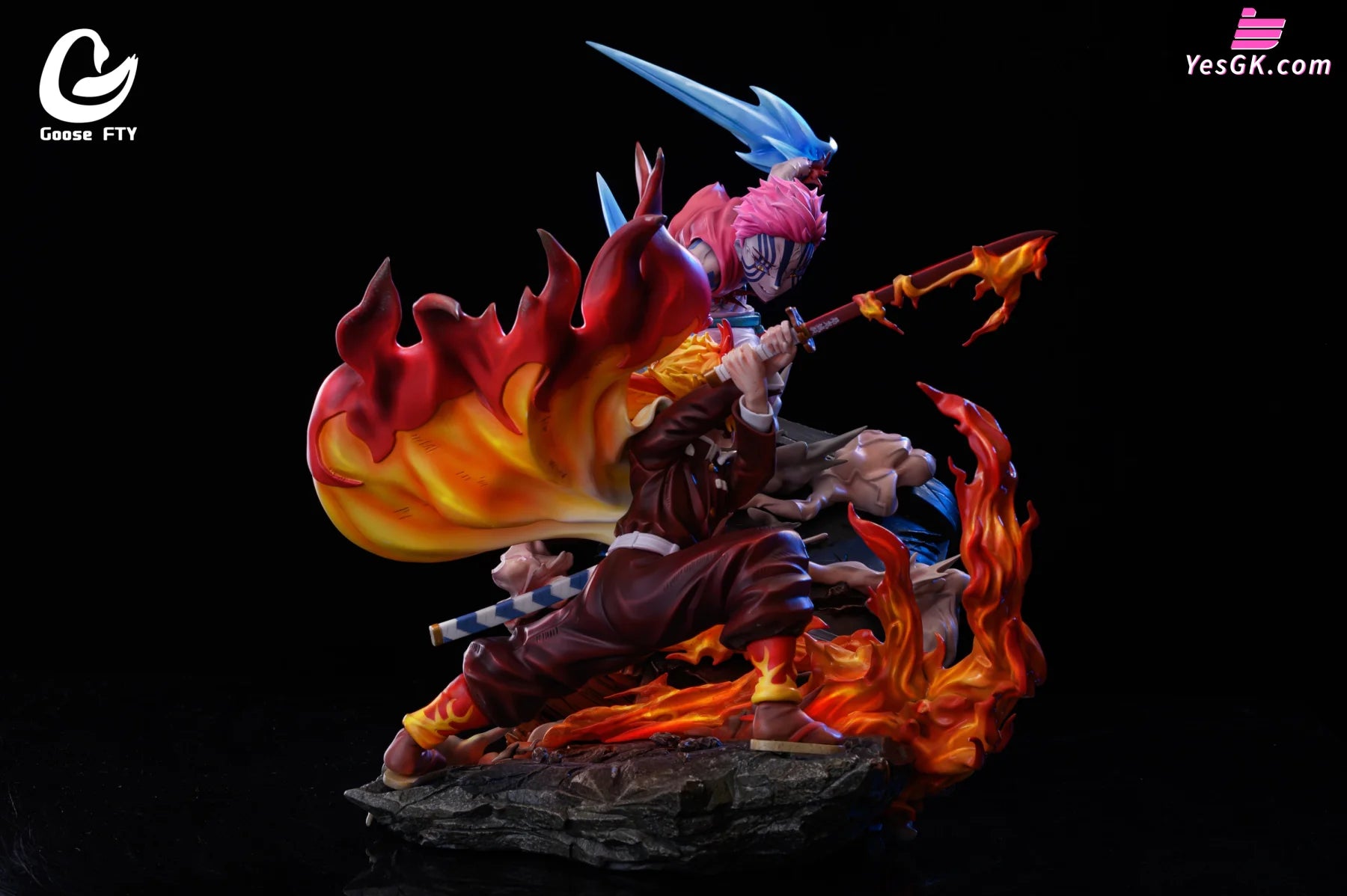 Demon Slayer - Kyojuro Rengoku Vs Akaza With Led Resin Statue Goose Fty [In Stock]