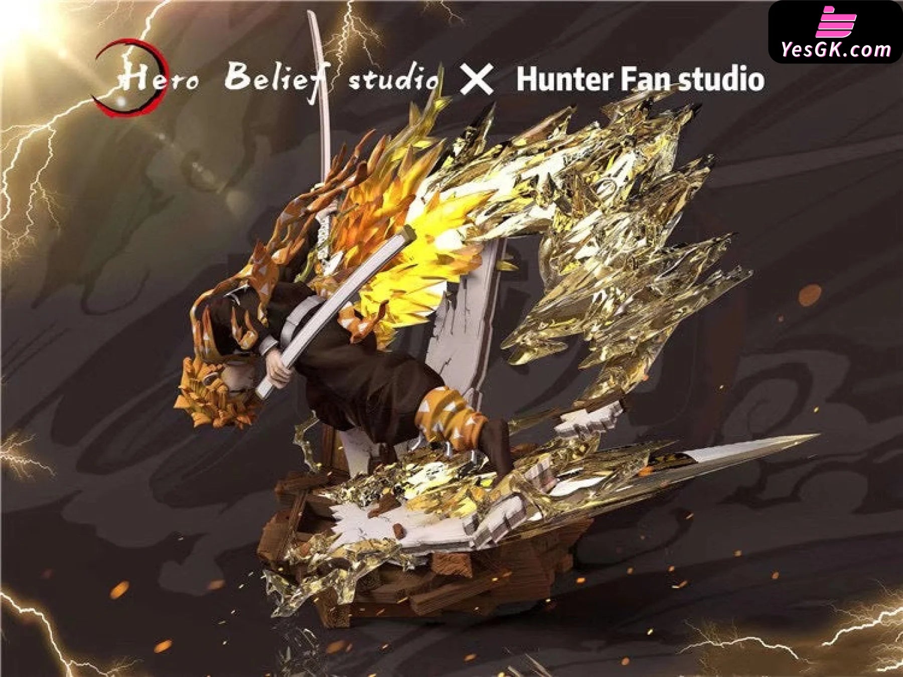 Demon Slayer - Zenitsu Agatsuma With Led Resin Statue Hero Belief Studio [In Stock]