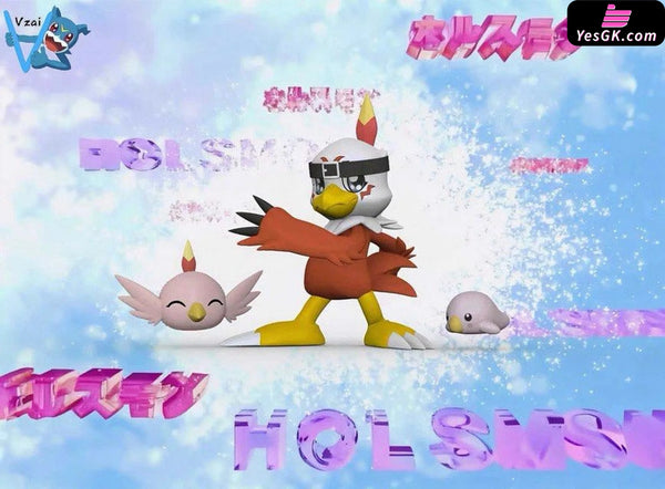 Digimon 02 Growth and Infancy Evolutionary Chain Series Hawkmon & Poromon & Pururumon MH GK Statue - Vzai Studio