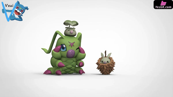 Digimon 02 Growth and Infancy Evolutionary Chain Series Wormmon & Leafmon & Minomon MH GK Statue - Vzai Studio