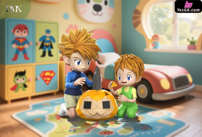 Digimon Childhood Taichi & Hikari & Koromon Dolls Childhood Yamato & Takeru & Tunomon Building Blocks GK Statue - DMX