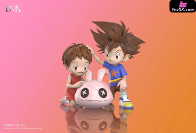 Digimon Childhood Taichi & Hikari & Koromon Dolls Childhood Yamato & Takeru & Tunomon Building Blocks GK Statue - DMX