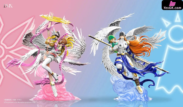 Digimon First Generation Riding Posture #6 #7 Angemon & Takeru and Angewomon & Kari pop GK Statue - DMX Studio