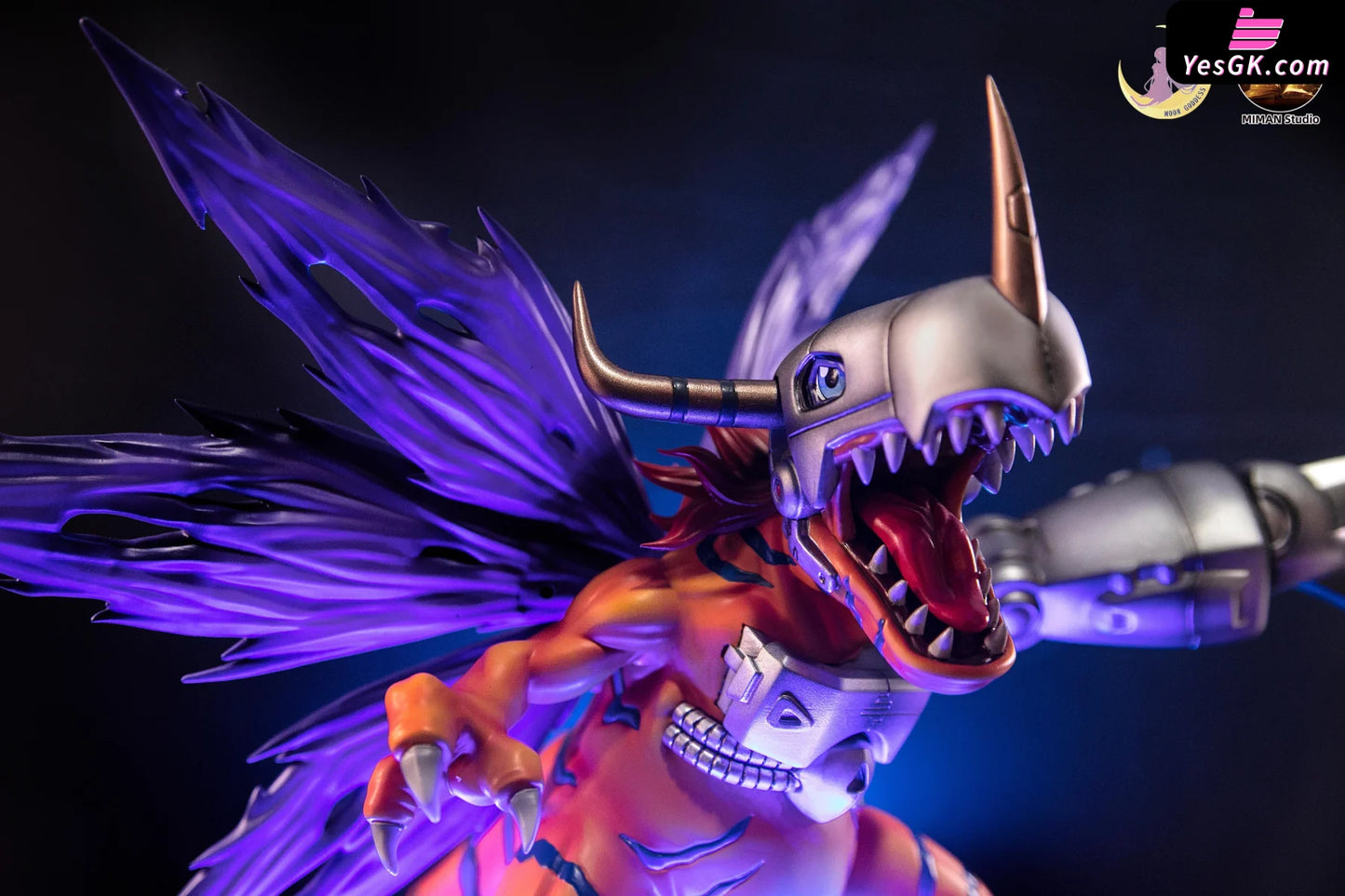 Digimon - Metal Greymon With Led Resin Statue Moon Shadow Studio [In Stock]