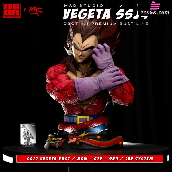 Dragon Ball 1/1 Super Saiyan 4 Vegeta Bust Statue - Mrc Studio & Mad [Pre-Order]