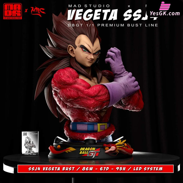 Dragon Ball 1/1 Super Saiyan 4 Vegeta Bust Statue - Mrc Studio & Mad [Pre-Order]