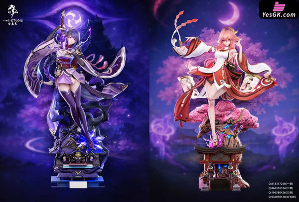 Genshin Impact Raiden Shogun x Yae Miko 1/6 GK Statue - Hakimi Studio [In-Stock] - Full Payment / A Set (A Raiden