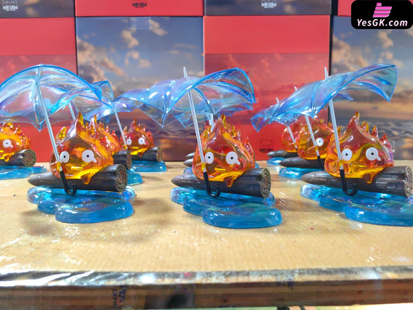 Howl’s Moving Castle Calcifer Holding Umbrella in the Rain GK Statue - MMLAND Studio [In-Stock] Miyazaki Anime