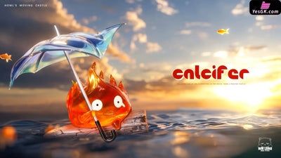 Howl’s Moving Castle Calcifer Holding Umbrella in the Rain GK Statue - MMLAND Studio [Pre-Order] Miyazaki Anime