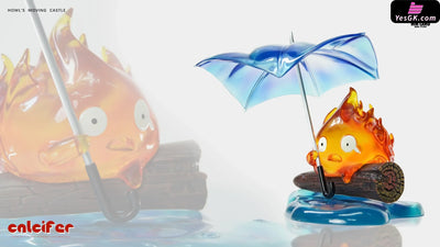 Howl’s Moving Castle Calcifer Holding Umbrella in the Rain GK Statue - MMLAND Studio [Pre-Order] Miyazaki Anime
