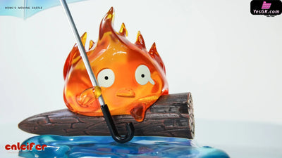 Howl’s Moving Castle Calcifer Holding Umbrella in the Rain GK Statue - MMLAND Studio [Pre-Order] Miyazaki Anime