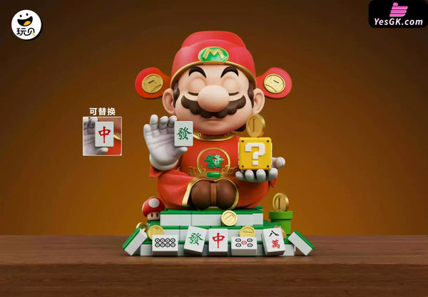 Jumpman Mahjong God Plumber Mario Lucky ornament 1/6 GK Statue - Wan Bei Studio [Pre-Order] - Deposit / Red Color