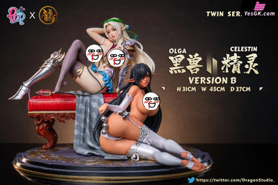 Kuroinu Twin Series 002 Kuroinu & Elf GK Statue - Dragon Studio & POP Studio [Pre-Order Closed] Deposit / Set B Others