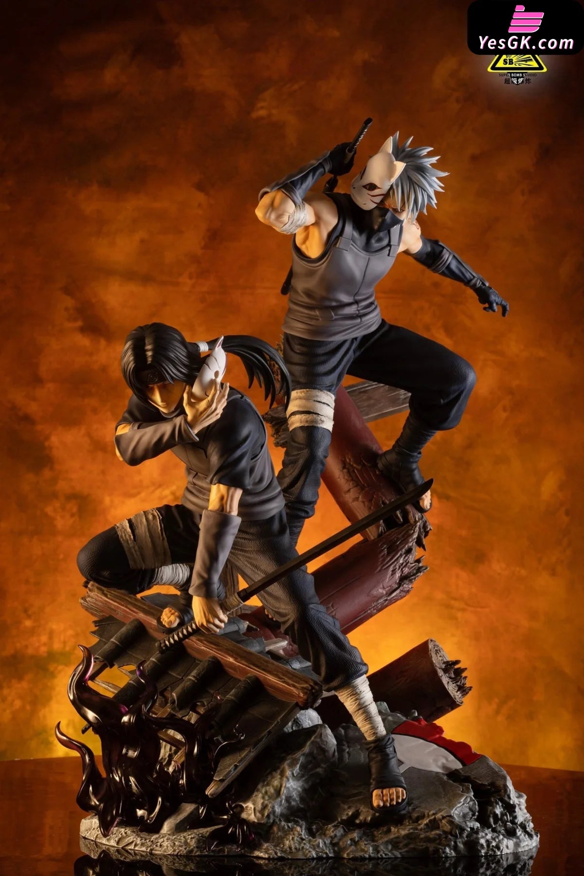 Naruto Anbu Hatake Kakashi And Uchiha Itachi Resin Statue - Super Bomb Studio [Pre-Order]