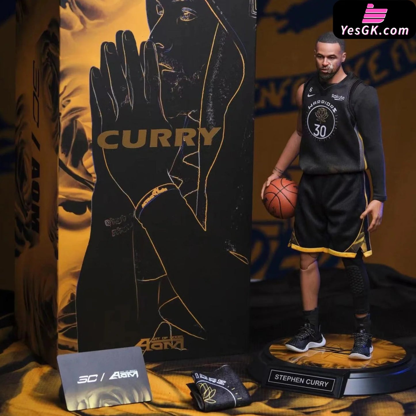 Nba 1/6 Black Arm Wardell Stephen Curry Golden Rose Statue - Aom Toys Studio [Pre-Order] Other