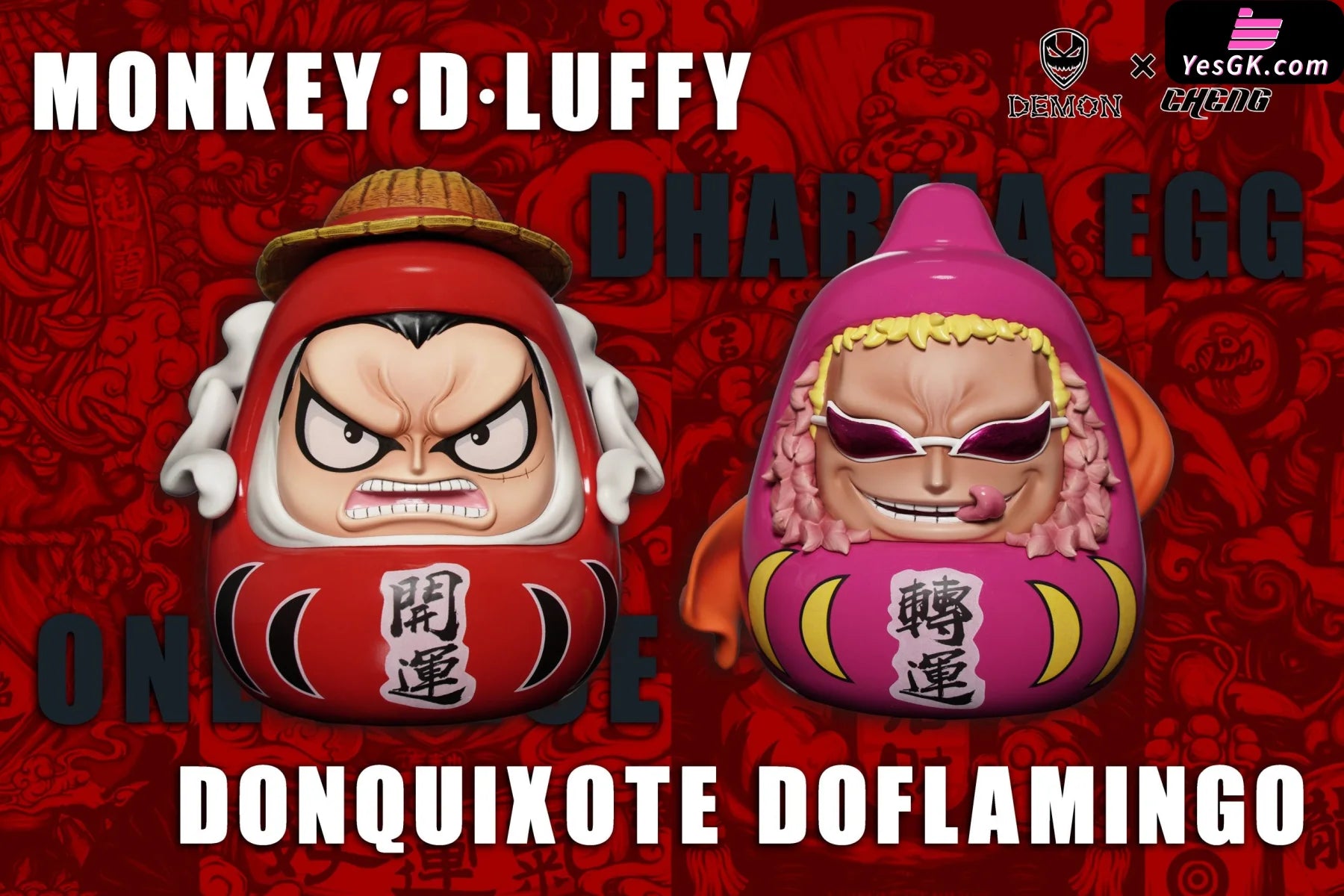 One Piece Pirate Dharma Egg Series #1 Luffy & Doflamingo Statue - Demon Studio Cheng Studio