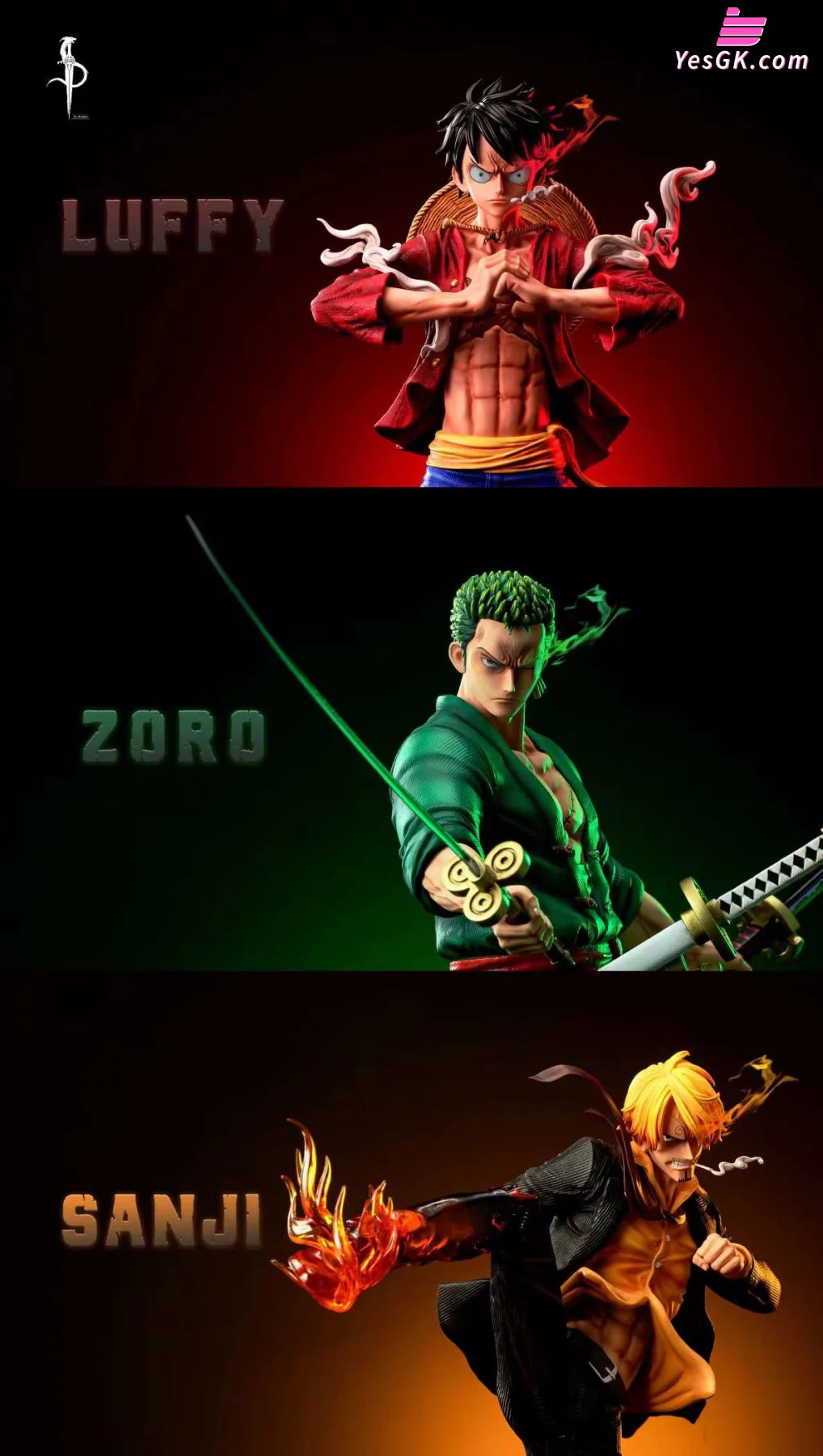 One Piece Pirates-Three Forces Monkey D. Luffy & Roronoa Zoro Sanji Resin Statue - S1 Studio