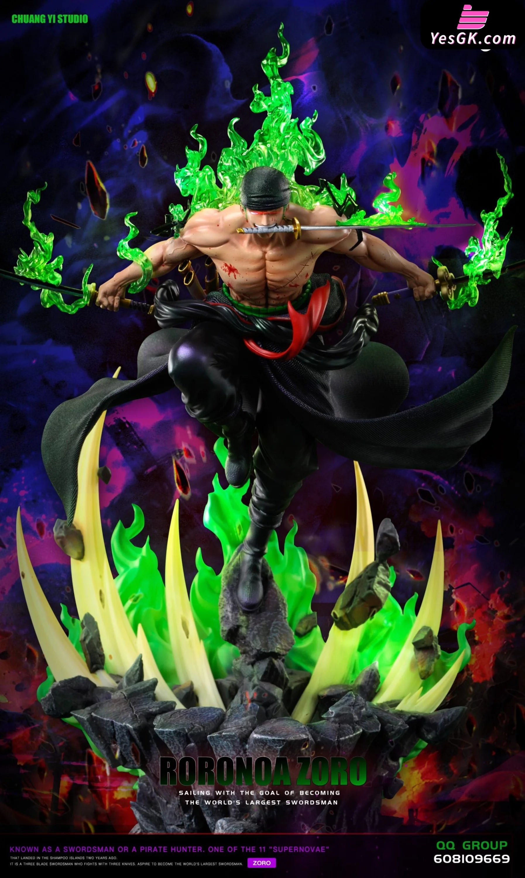 One Piece Purgatory Demon Slash Zoro Resin Statue - Chuangyi Studio [Pre-Order] Deposit / 1/6 Scale