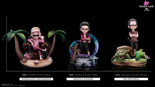 One Piece Seven Warlords of the Sea Childhood Series #3 Doflamingo & Crocodile & Mihawk GK Statue - DX Studio
