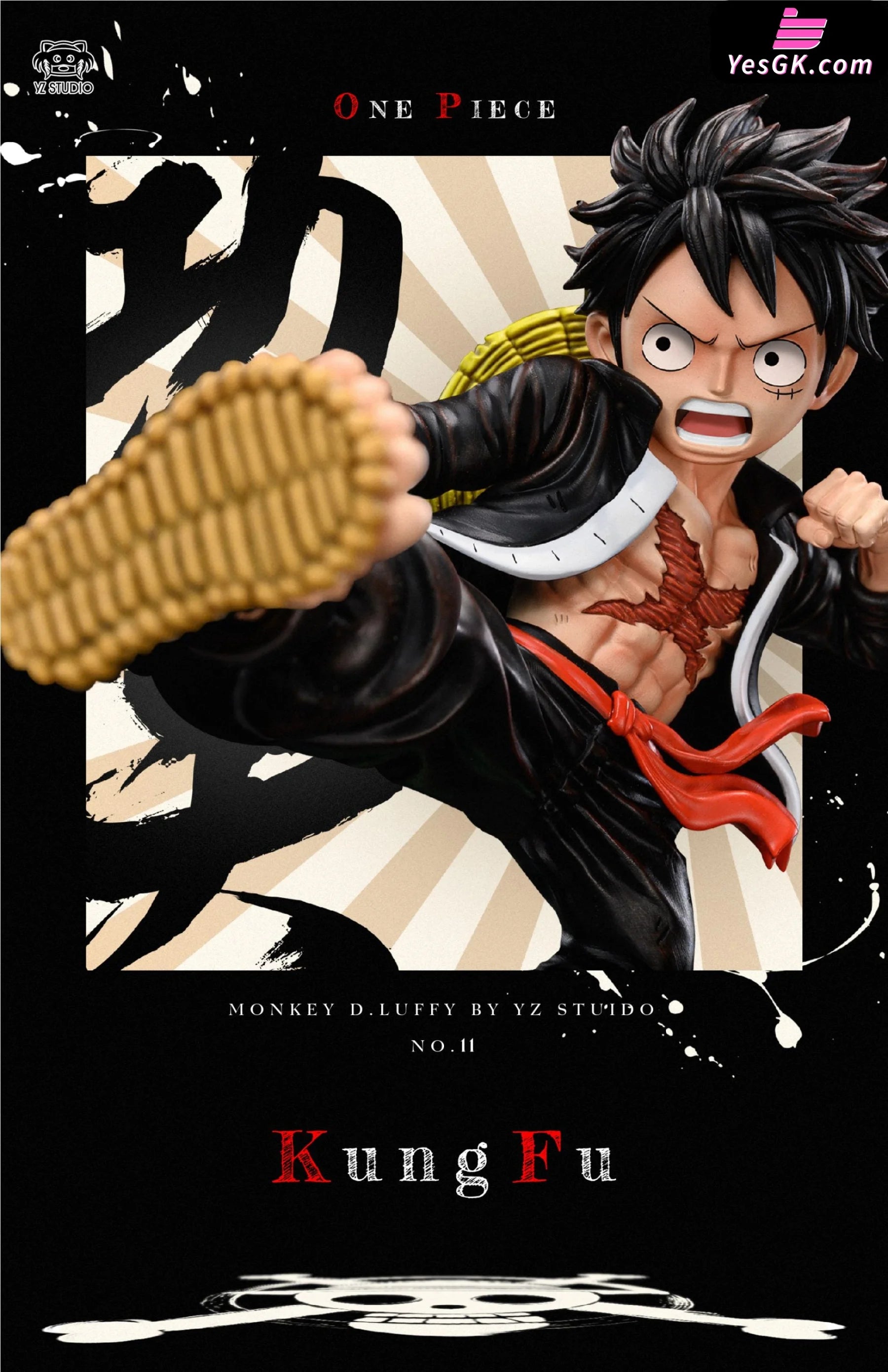 One Piece Title Page Design #11 Kung Fu Luffy Statue - Yz Studio [Pre - Order]