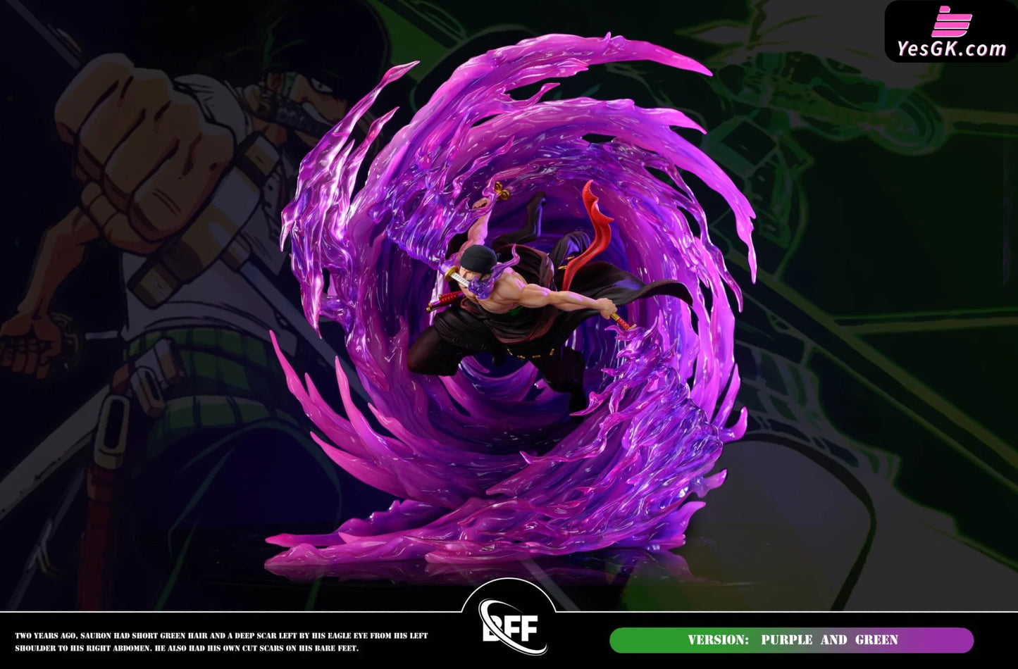 One Piece Tornado Zoro Resin Statue - Bff Studio [Pre-Order] Deposit / Purple