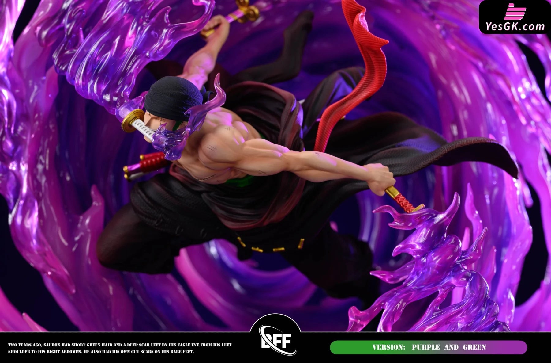 One Piece Tornado Zoro Resin Statue - Bff Studio [Pre-Order] Full Payment / Purple