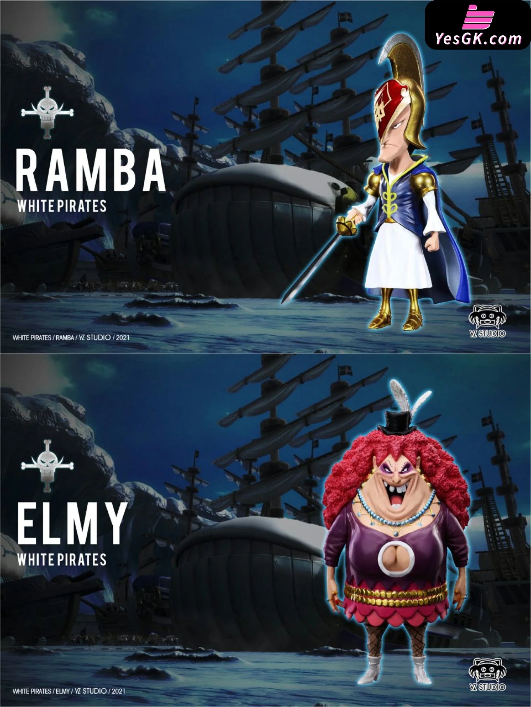 One Piece Whitebeard Pirates Ramba And Elmy Resin Statue - YZ Studio ...