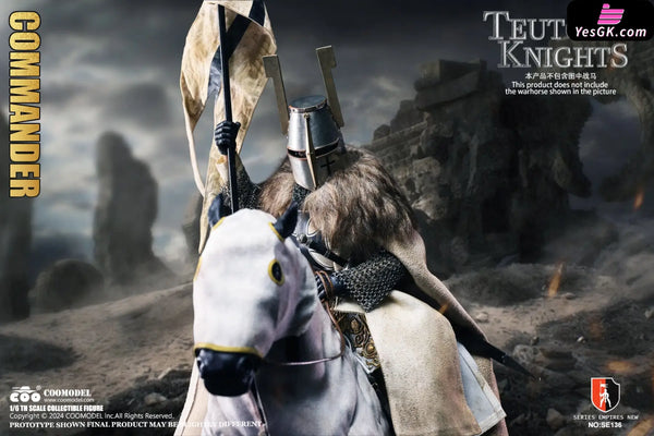 Original EMPIRES TEUTONIC KNIGHTS / HOLY LAND GUARDIAN & COMMANDER & CRUSADER WARHORSE (WHITE BRONZE EDITION)