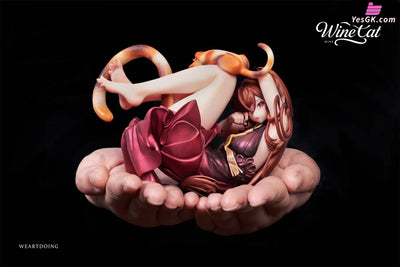 Original Wine Cat Statue - WeArtDoing Studio