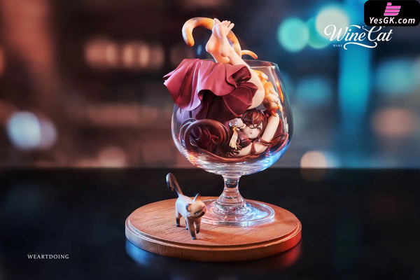 Original Wine Cat Statue - WeArtDoing Studio
