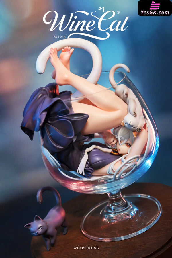 Original Wine Cat Statue - WeArtDoing Studio