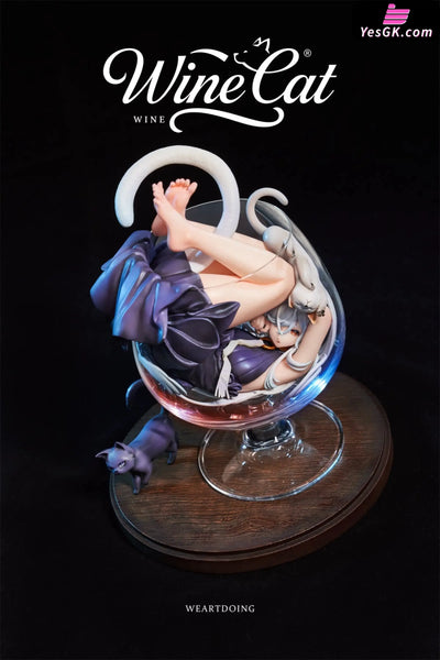 Original Wine Cat Statue - WeArtDoing Studio