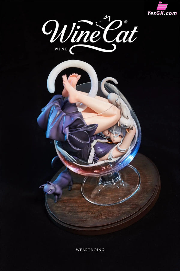 Original Wine Cat Statue - WeArtDoing Studio