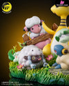 Pokemon Ampharos Mareep Flaaffy Wooloo Whimsicott Cottonee Natural Scene Statue - Moon Shadow