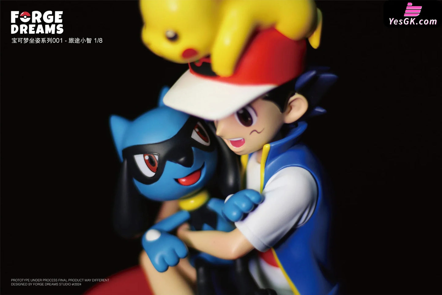 Pokémon Ash Ketchum & Pikachu Riolu Resin Statue - Forge Dreams Studio [Pre-Order]