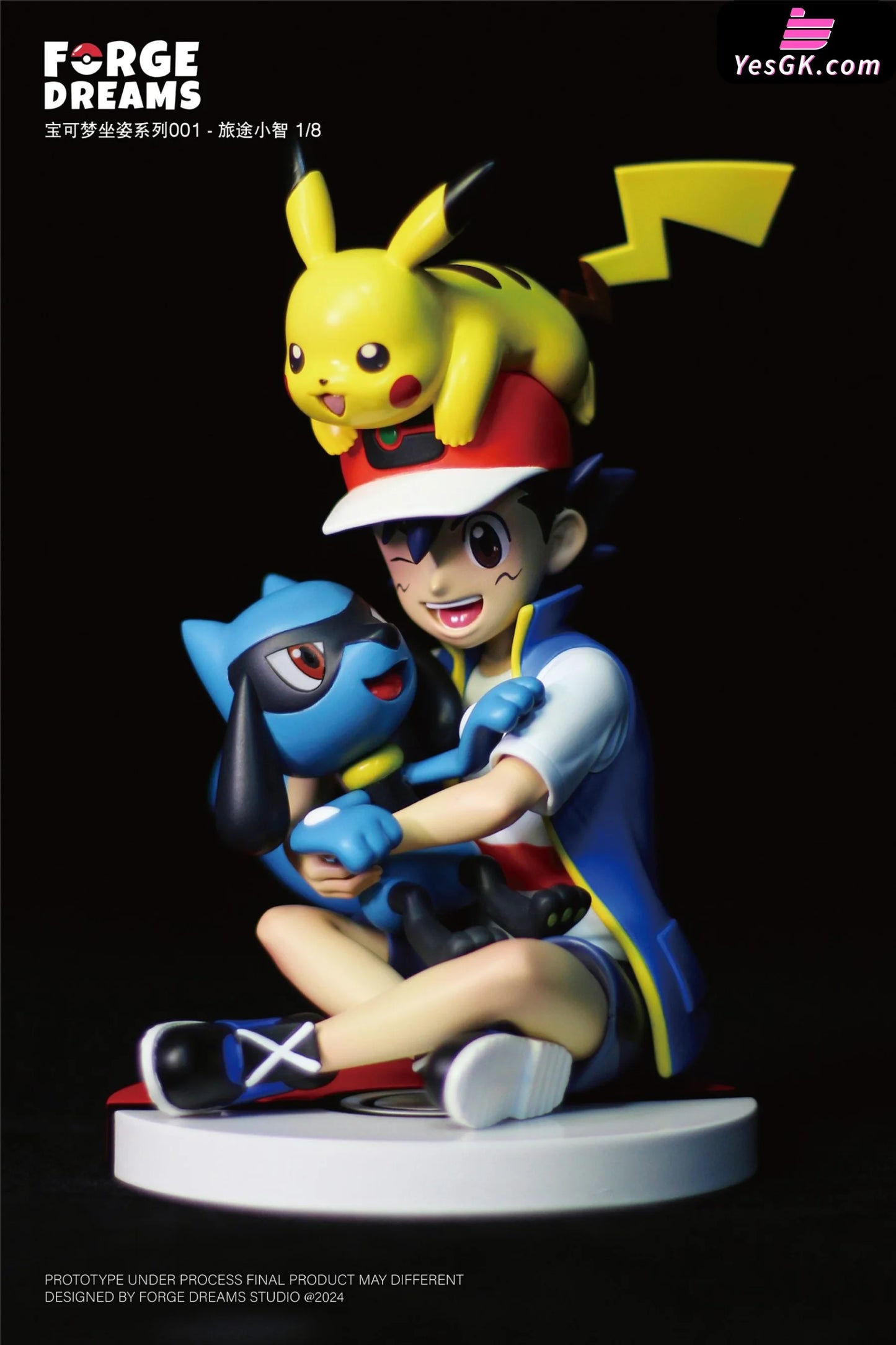 Pokémon Ash Ketchum & Pikachu Riolu Resin Statue - Forge Dreams Studio [Pre-Order]