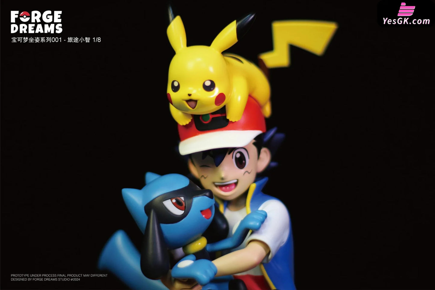 Pokémon Ash Ketchum & Pikachu Riolu Resin Statue - Forge Dreams Studio [Pre-Order]